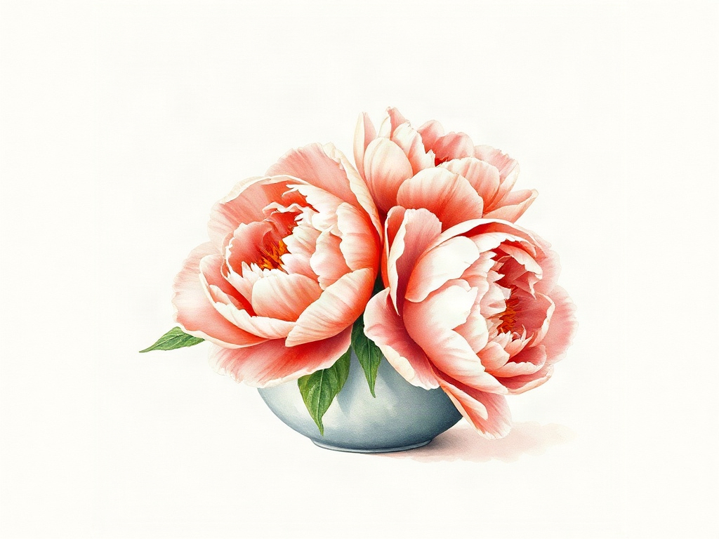 Banner màu nước mẫu đơn
