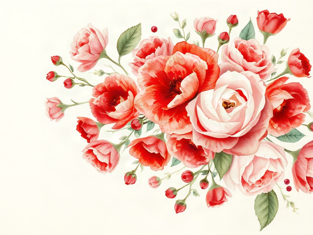 Banner màu nước bó hồng sale